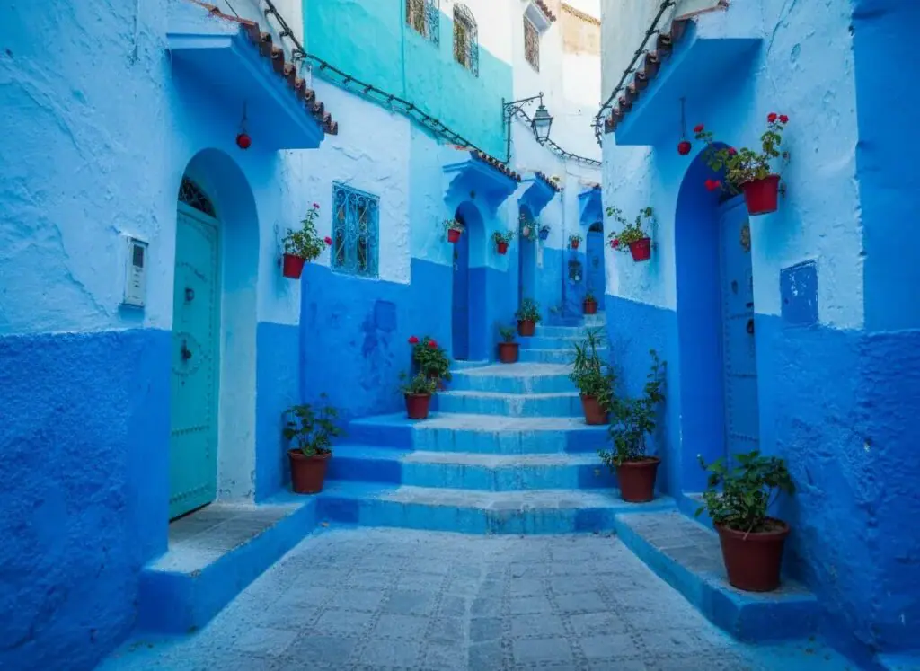 Chefchaouen blue walls on an eight-day tour from Tangier