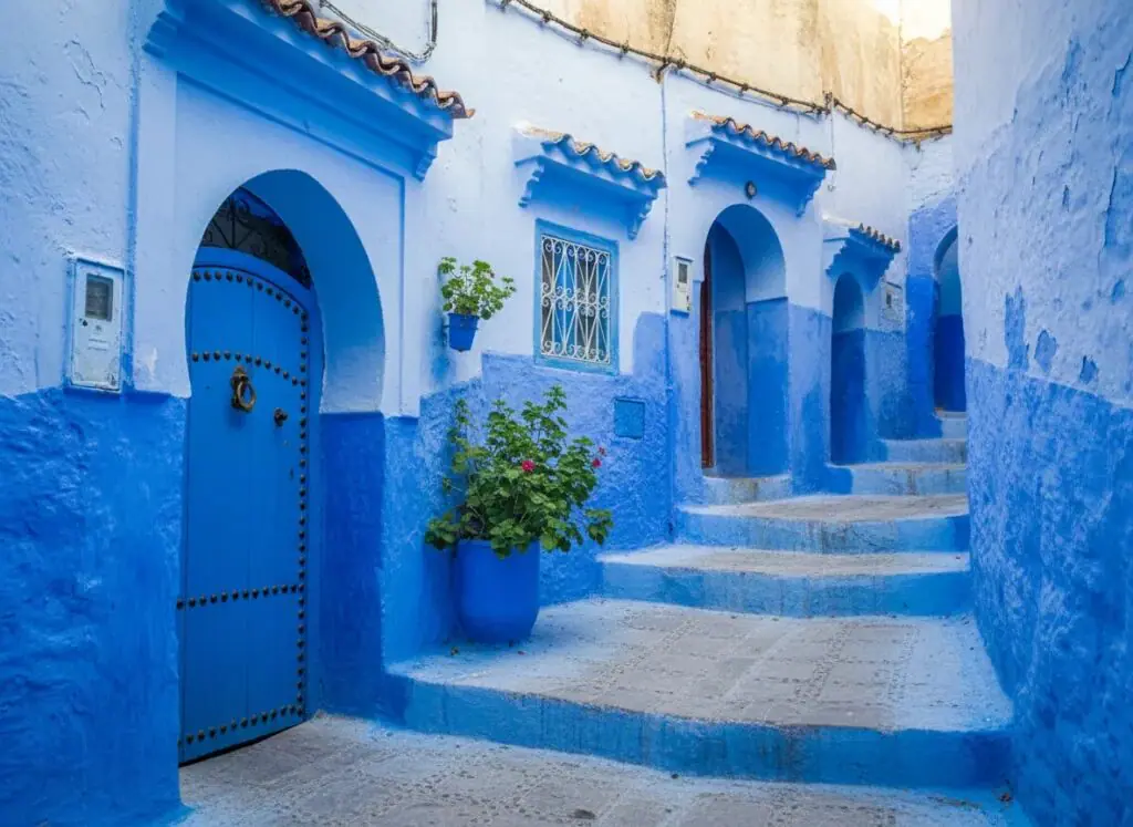 Blue lane in Chefchaouen between Tangier and Fes