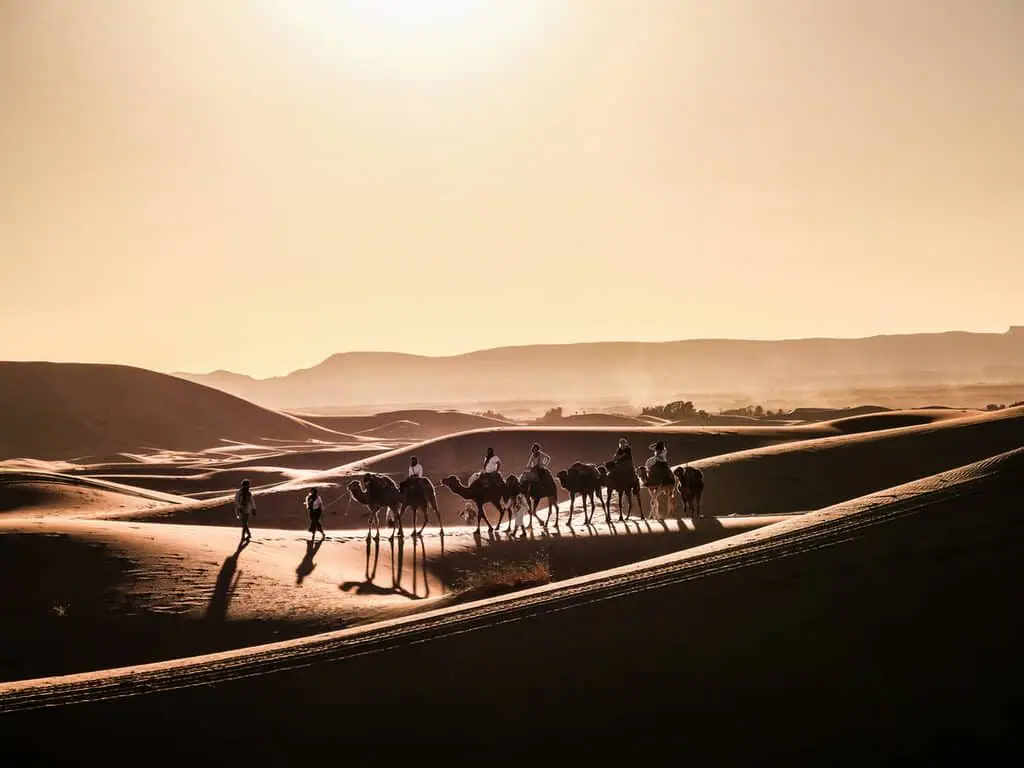 Sunset over Erg Chebbi on a Fes to Marrakech desert crossing