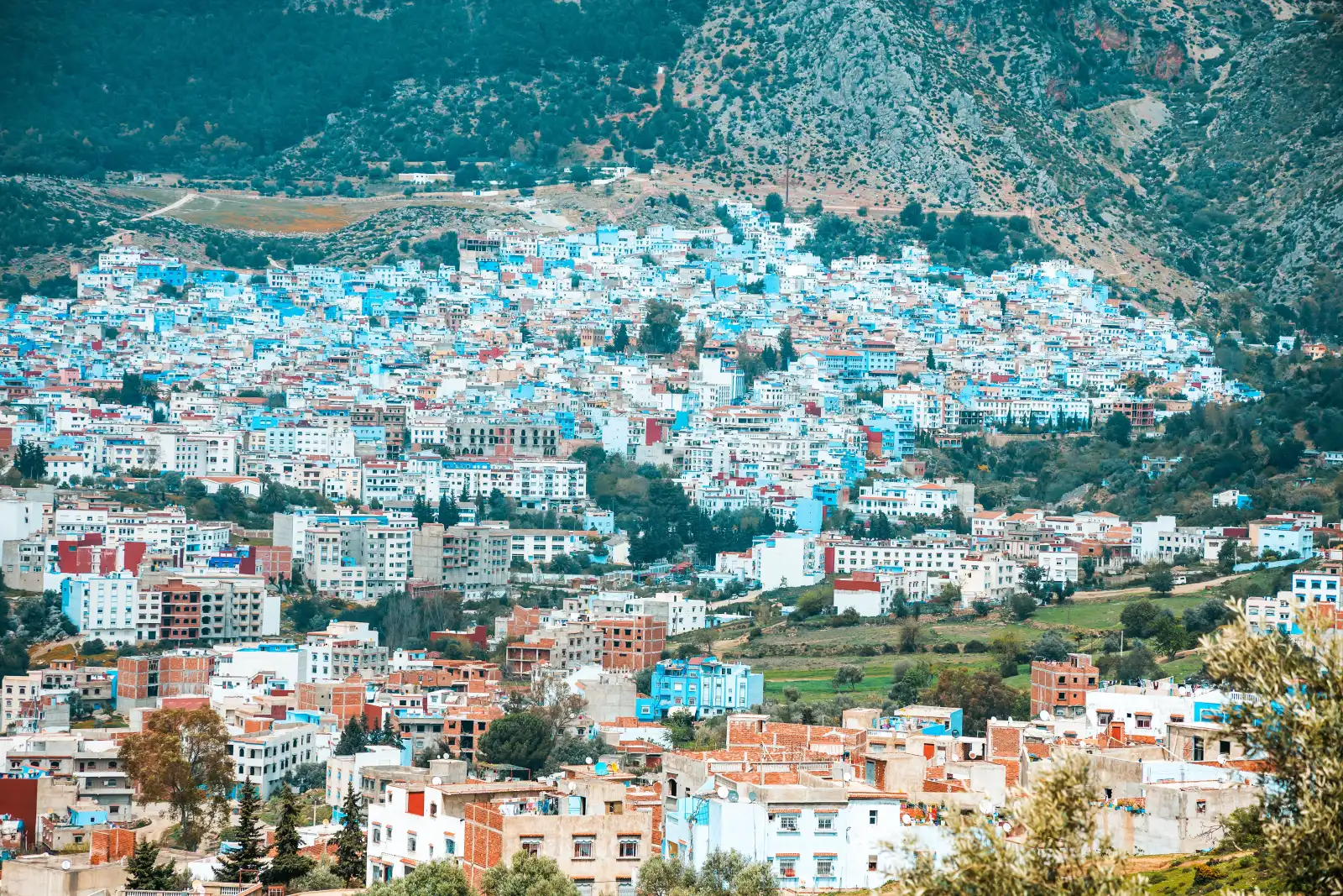 Panorama di Chefchaouen in un tour di sette giorni con partenza da Fès